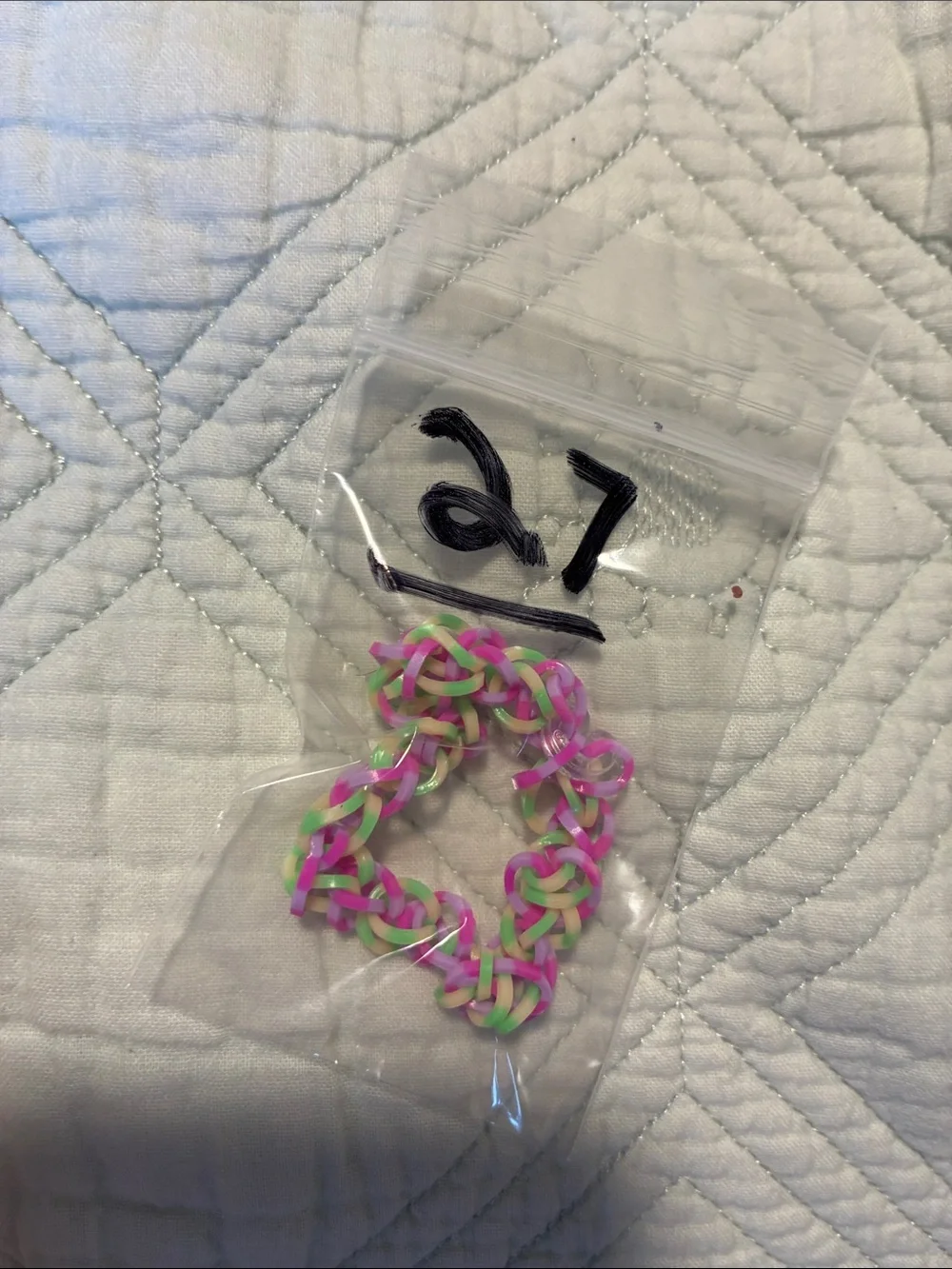 Handmade Pink & Green Rubber Band Bracelet